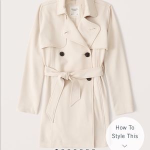 Abercrombie Drapey Trench Coat in Cream